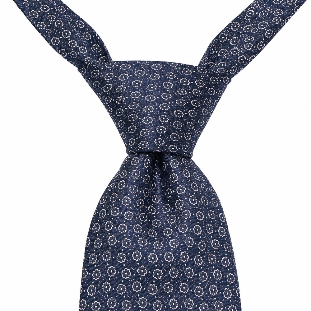 Villa Ponti Mens Necktie Blue Lilac‎ OS Floral Silk Made in Italy Classic